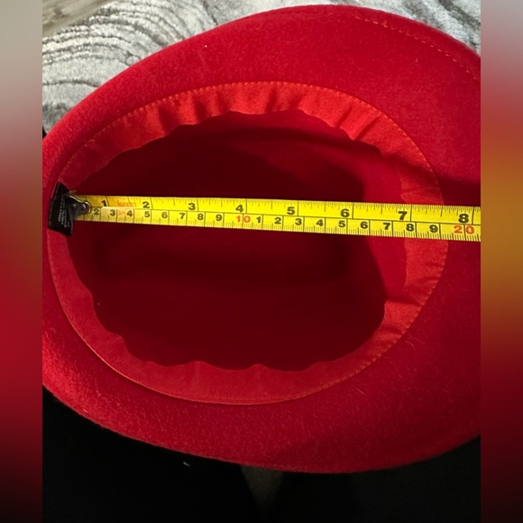 Red Fedora Hat W/Textured Hat Band - Picture 11 of 13
